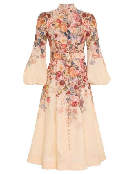 Women Luminosity Buttoned Midi Dress Morisot Cream Print Zimmermann Clothing