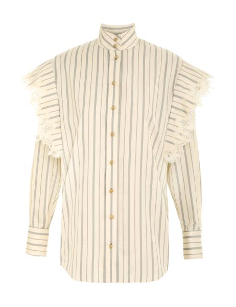 Sensory Lace Stripe Shirt Cream Stripe Women Zimmermann Clothing