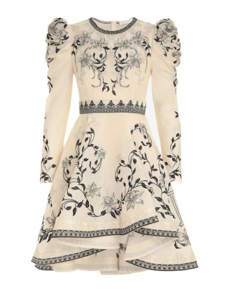 Women Book Cover Gold Cream Clothing Zimmermann Lyrical Embroidery Mini Dress