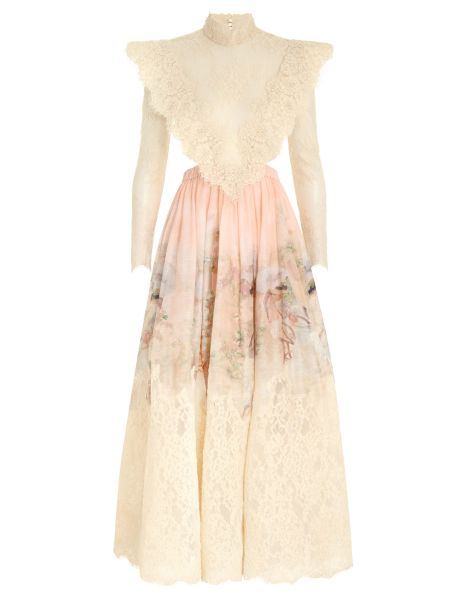 Lyrical Corded Lace Gown Clothing Women Zimmermann Sunny Nook Print