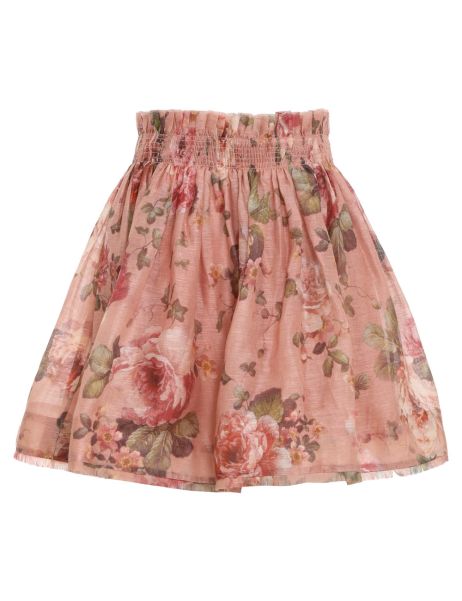 Clothing Dusty Pink Floral Print Women Zimmermann Luminosity Flip Skirt