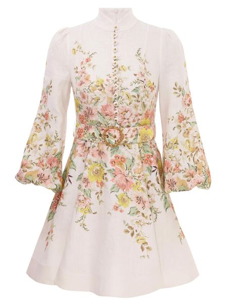 Matchmaker Buttoned Mini Dress Dresses Zimmermann Ivory Coral Floral Women