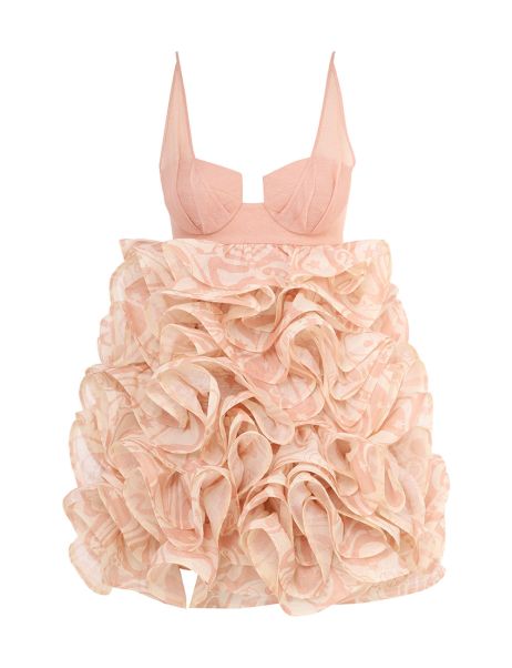 Matchmaker Ruffle Mini Dress Dresses Women Pink Cream Abstract Musical Zimmermann