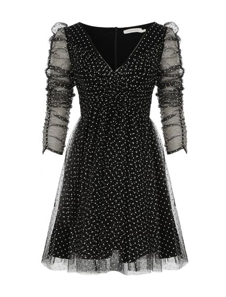 Dresses Zimmermann Tulle Mini Dress Women Black Cream Dot