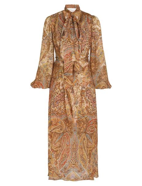 Paisley Gold Print Zimmermann Sensory Billow Dress Dresses Women