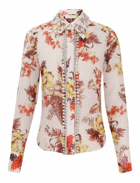 Ivory Tropical Floral Women Tops Zimmermann Matchmaker Tropical Shirt