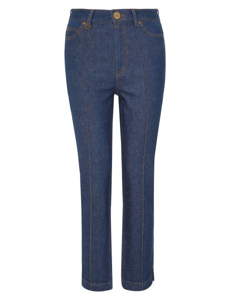 Women Zimmermann Railway Blue Matchmaker Capri Jean Shorts & Pants