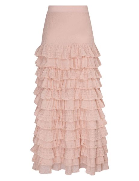 Dusty Pink Women Luminosity Lace Frill Skirt Zimmermann Skirts