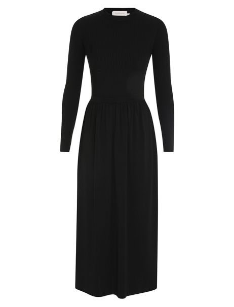 Women Knitwear Zimmermann Black Rib Midi Dress