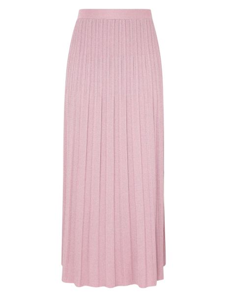 Dusty Pink Lurex Zimmermann Women August Rib Midi Skirt Clothing