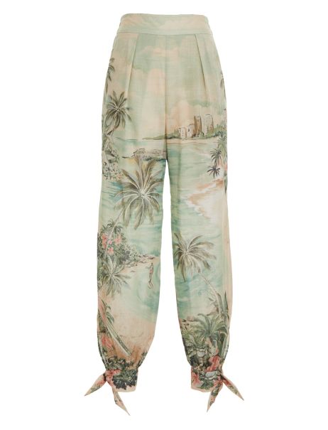 Women Zimmermann Clothing Green Multi Vacay Tied Track Pant
