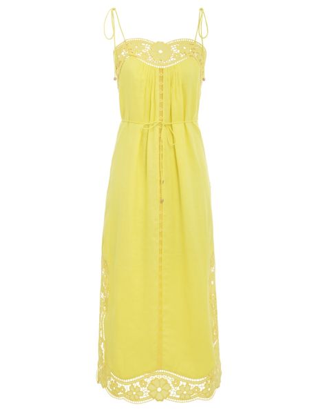 Women Clothing Halcyon Broderie Slip Dress Zimmermann Yellow
