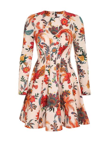 Clothing Ivory Floral Women Ginger Fit & Flare Mini Dress Zimmermann