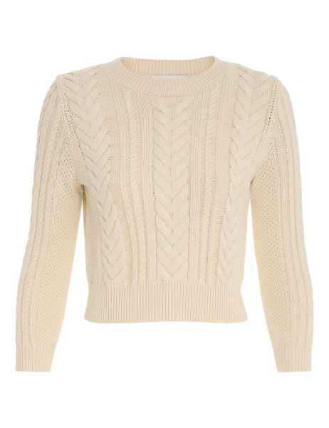 Cream Devi Cable Knit Top Women Zimmermann Clothing