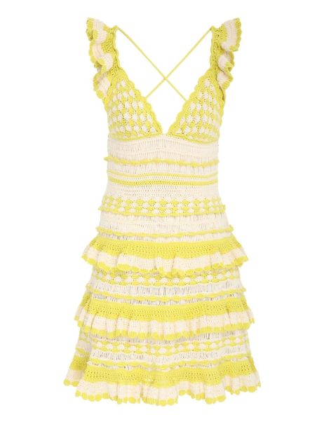 Women Yellow Cream Dresses & Coverups Halcyon Crochet Frill Mini Zimmermann