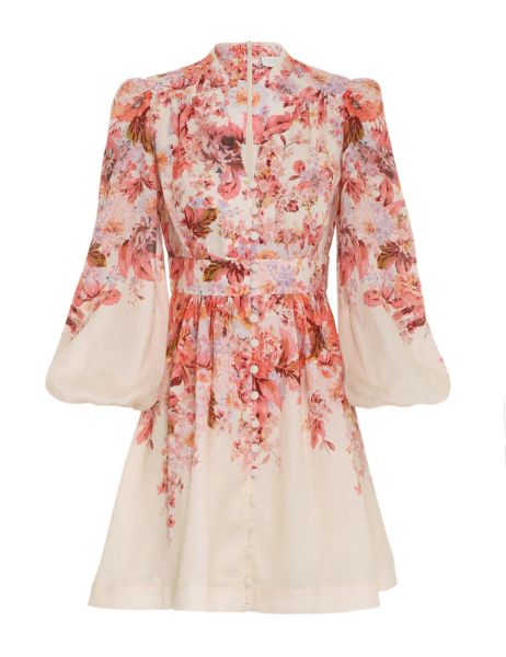 Zimmermann Dresses & Coverups Devi Plunge Mini Dress Cream Floral Women