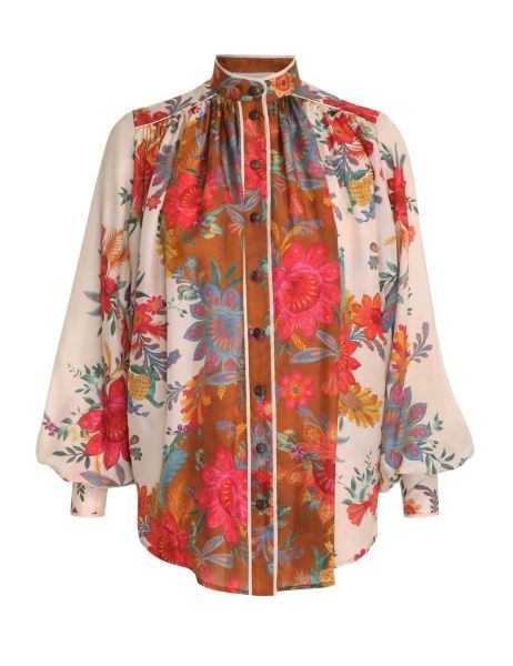 Tops Ginger Relaxed Blouse Zimmermann Cream Brown Floral Women