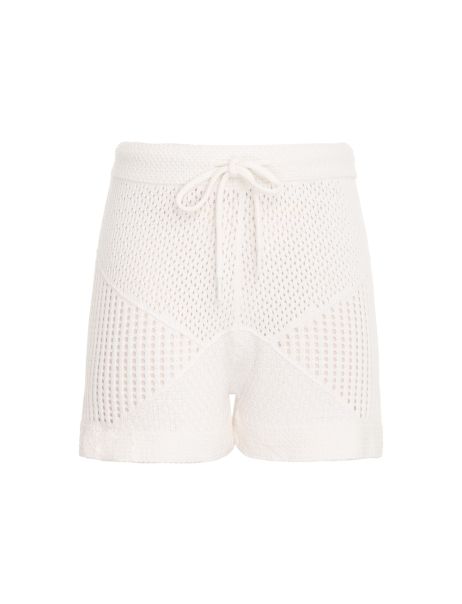 White Women Zimmermann Shorts & Pants Raie Mesh Knit Shorts