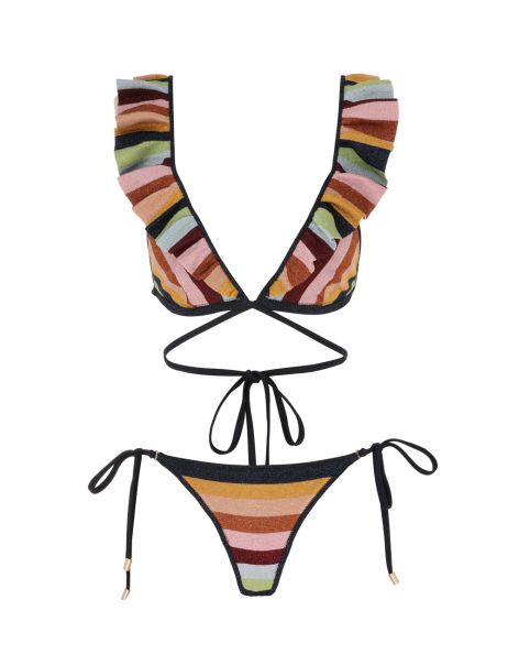 Zimmermann Bikinis Alight Lurex Knit Wrap Bikini Lurex Multi Stripe Women