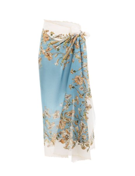Blue Daisy Floral Zimmermann Women Towels & Pareos Fringe Cotton Pareo