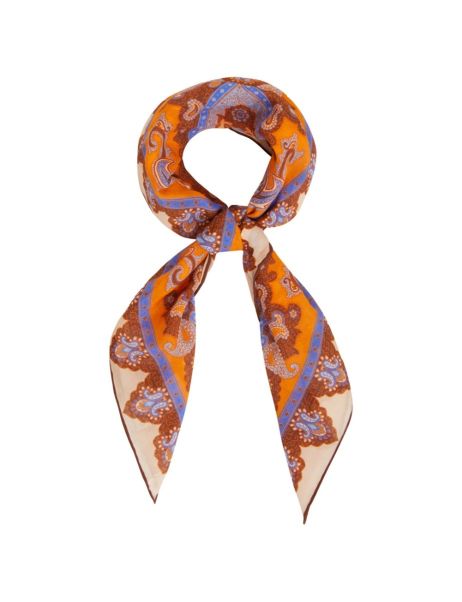 Blue Orange Paisley Zimmermann Scarves Women Silk Cotton Square Scarf