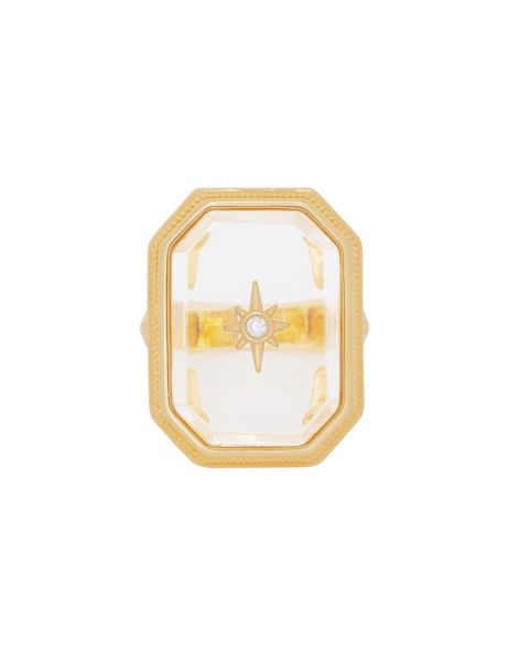 Rings Women Zimmermann Gold Transparent Quartz Crystal Signet Ring