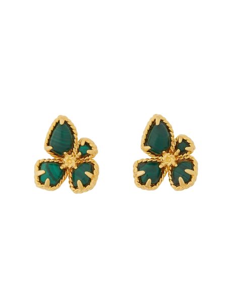 Gold Malachite Women Zimmermann Bloom Studs Earrings