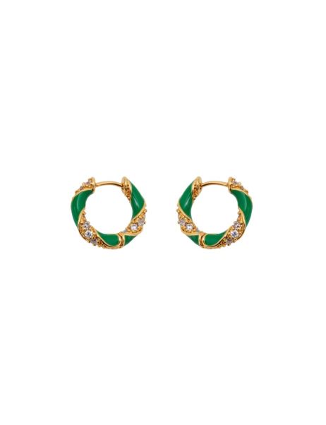 Gold Green Earrings Women Candy Stripe Pave Hoops Zimmermann