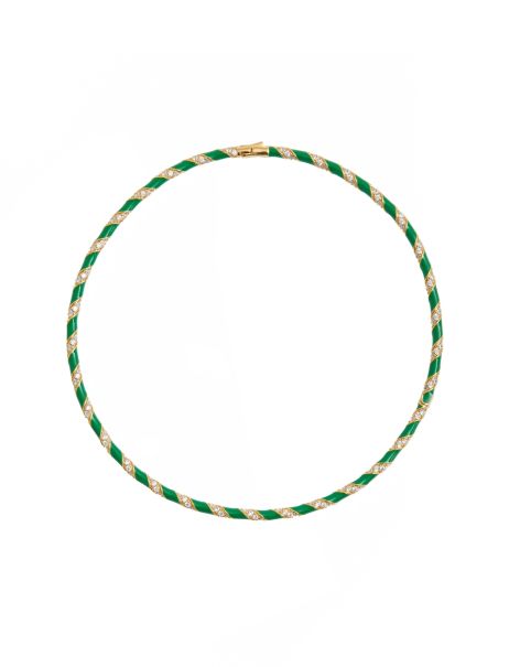 Zimmermann Candy Stripe Pave Choker Women Gold Green Necklaces