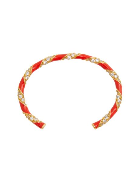 Zimmermann Bracelets Women Gold Red Candy Stripe Pave Cuff