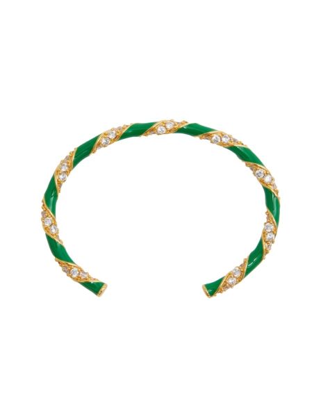 Women Gold Green Candy Stripe Pave Cuff Zimmermann Bracelets