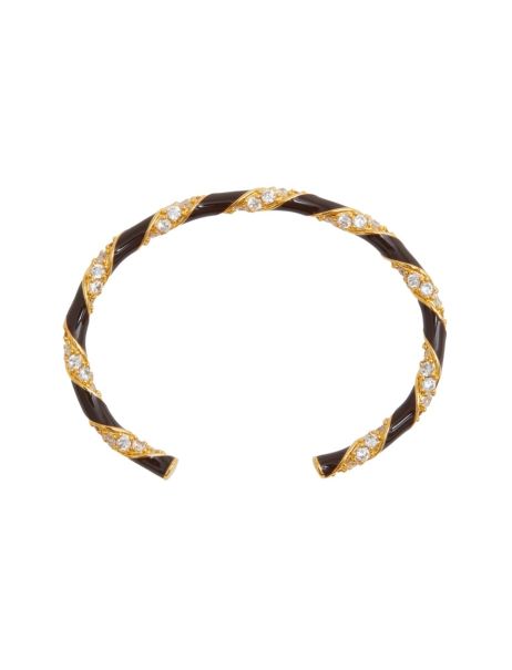 Gold Bordeaux Women Zimmermann Candy Stripe Pave Cuff Bracelets