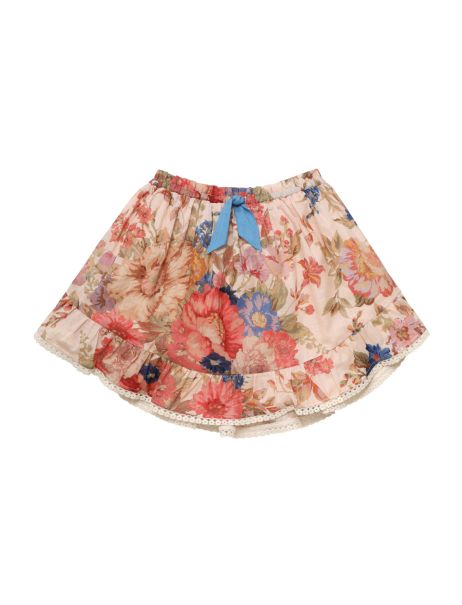 Kids Clothing Zimmermann Cream Floral August Flip Skirt